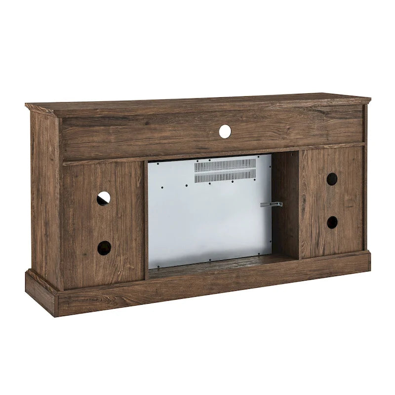Reclaimed Barnwood 60 Fireplace TV Stand with Remote & Safety Device for 70 TVs