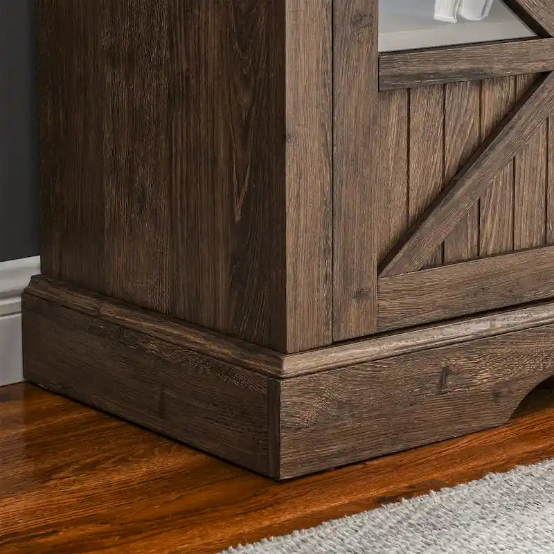 Reclaimed Barnwood 60 Fireplace TV Stand with Remote & Safety Device for 70 TVs