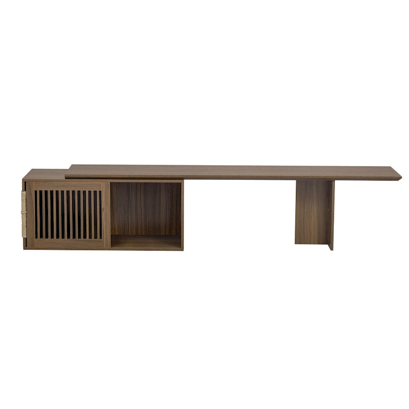 Extendable TV Stand with Cat Cushion,Modern TV Stand for TVs Up to 85, Entertainment Center with Sliding Door