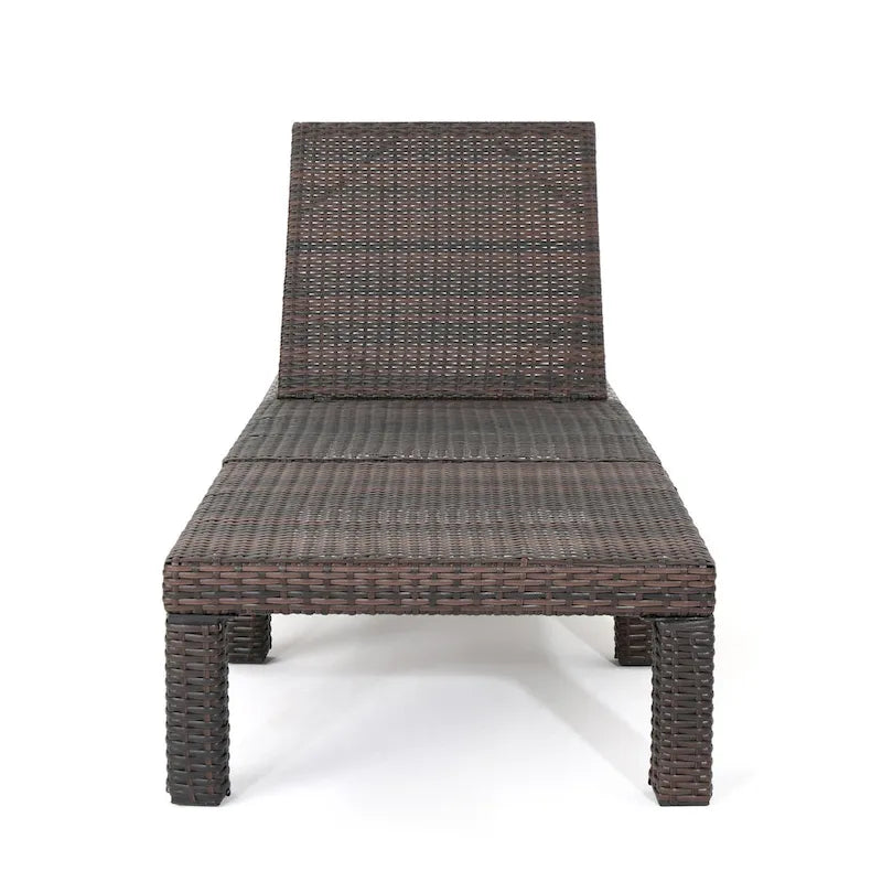 Jamia Chaise Lounger, Brown Wicker, Iron, Adjustable Backrest, 77 Inch