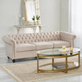 Beige Chesterfield Button Tufted 3-seater Sofa with Nailheads