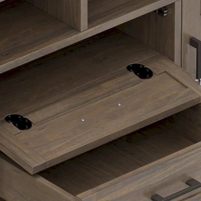 SOLID WOOD 72 inch Wide Transitional TV Media Stand in Smoky Brown For TVs up to 80 inches