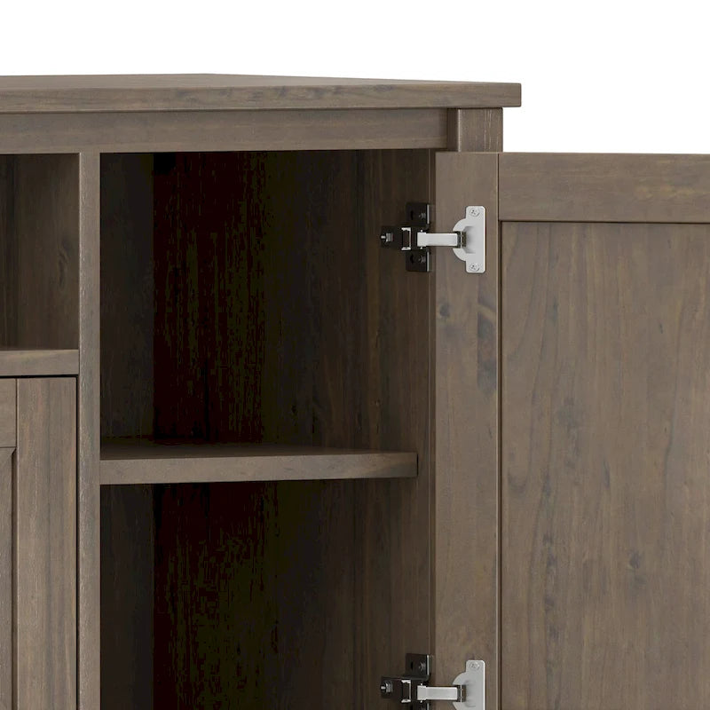 SOLID WOOD 72 inch Wide Transitional TV Media Stand in Smoky Brown For TVs up to 80 inches