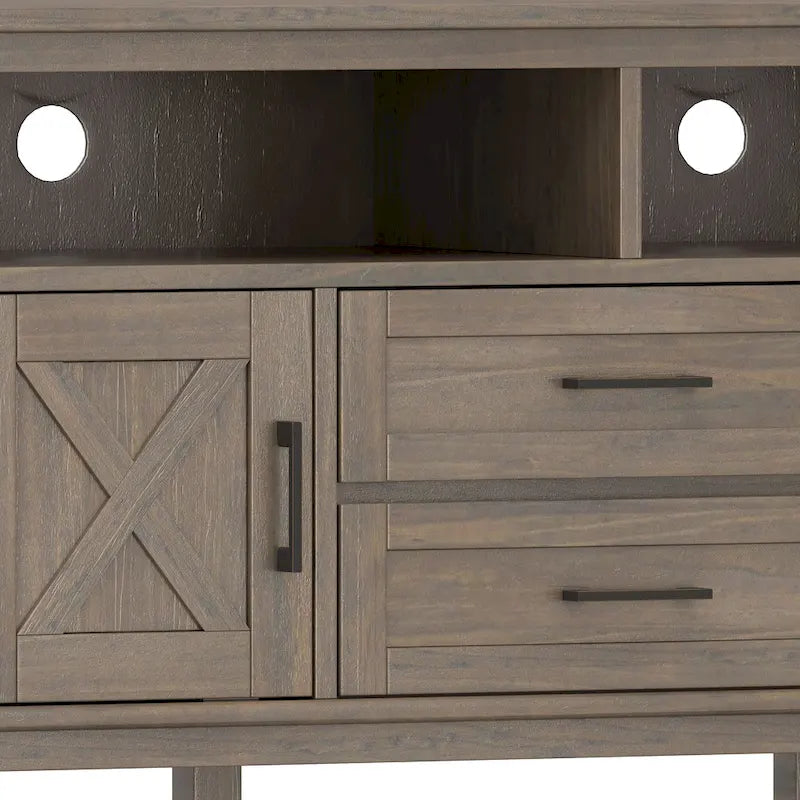 SOLID WOOD 72 inch Wide Transitional TV Media Stand in Smoky Brown For TVs up to 80 inches