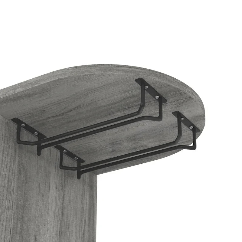DH BASIC Transitional Vintage Grey Oak 6-Open Shelf Bar Table with Wine Storage by Denhour