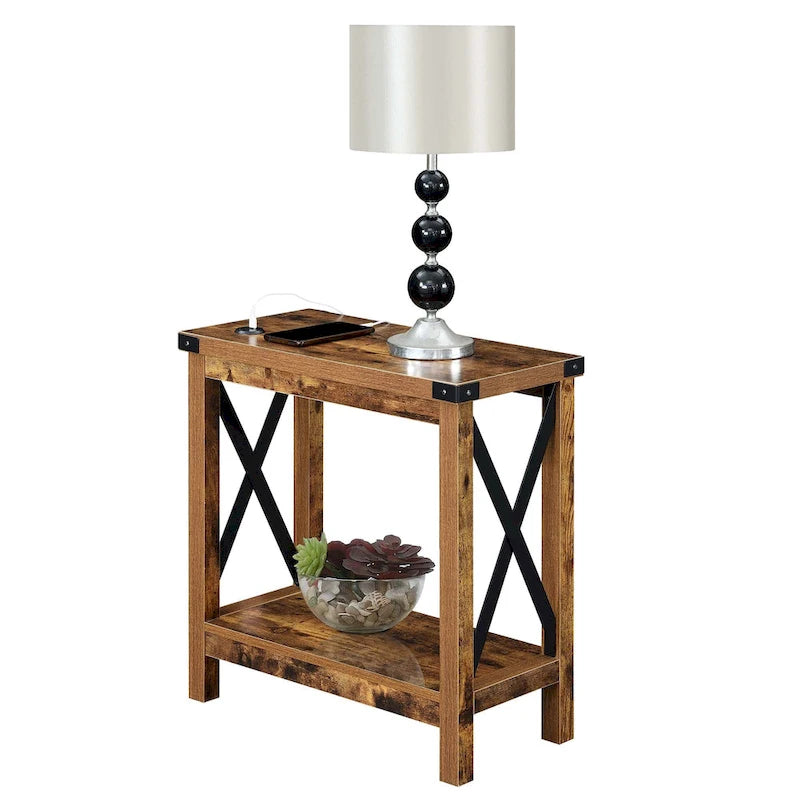 Convenience Concepts Durango Chairside Table with Charging Station and Shelf