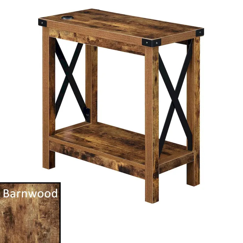 Convenience Concepts Durango Chairside Table with Charging Station and Shelf