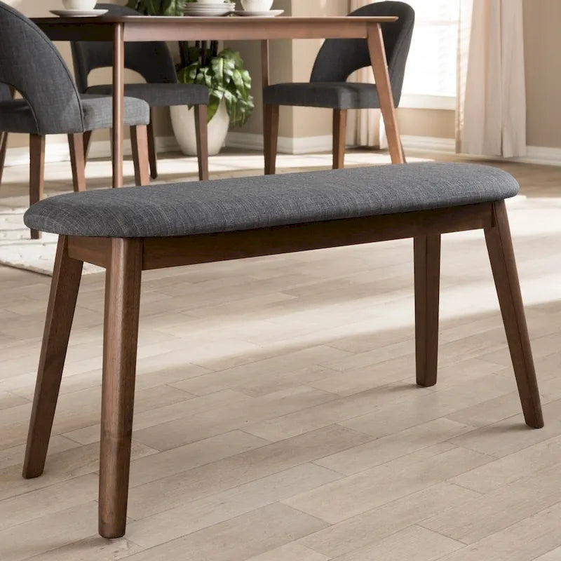 Mid-Century Fabric Upholstered Bench by Baxton Studio
