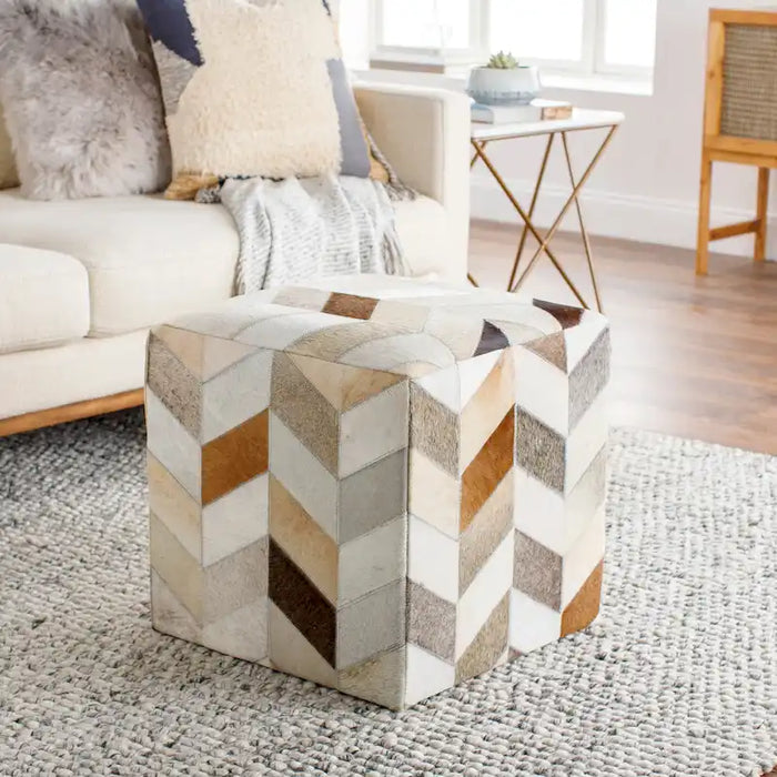 Pouf cubo in pelle bovina