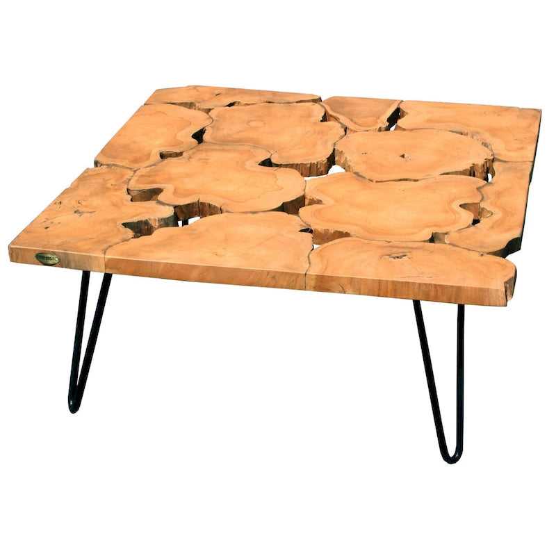 Rustic Recycled Teak Wood Square Coffee Table