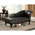 Modern Solid Wood Button Tufted Storage Chaise by