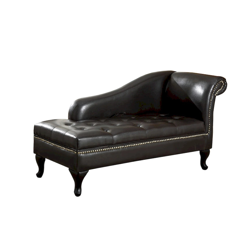 Modern Solid Wood Button Tufted Storage Chaise by