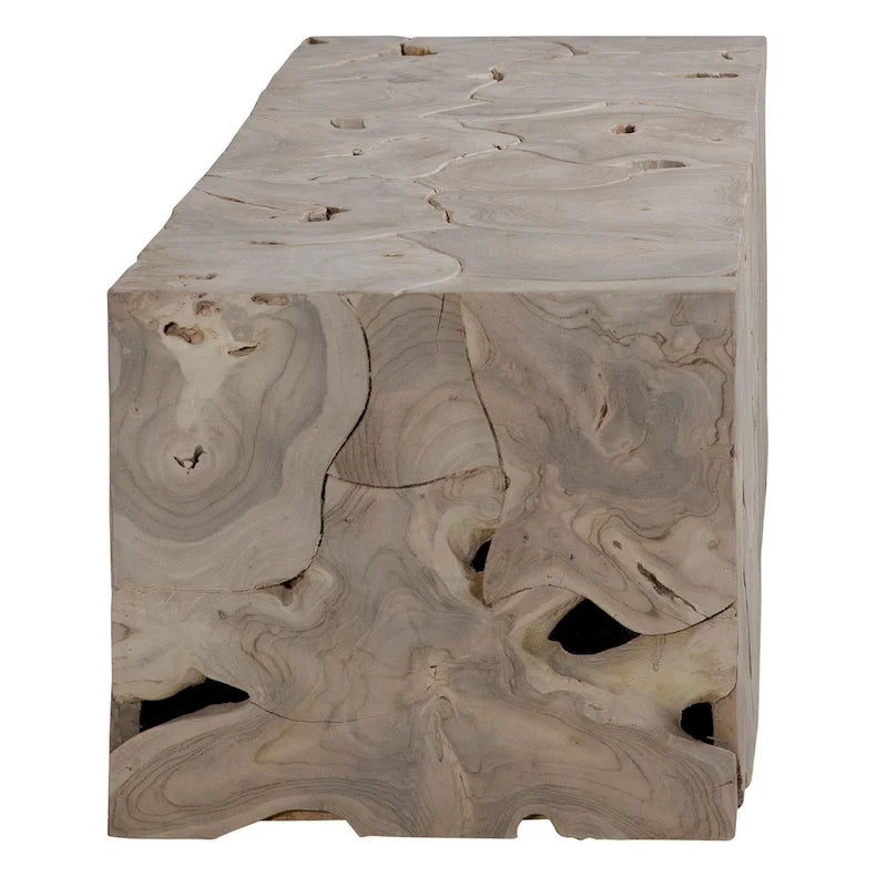 55-inch Rectangular Bleached Teak Root Solid Bench