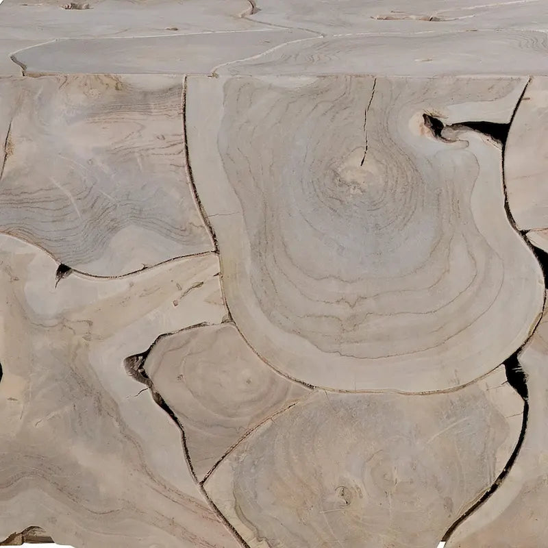 55-inch Rectangular Bleached Teak Root Solid Bench