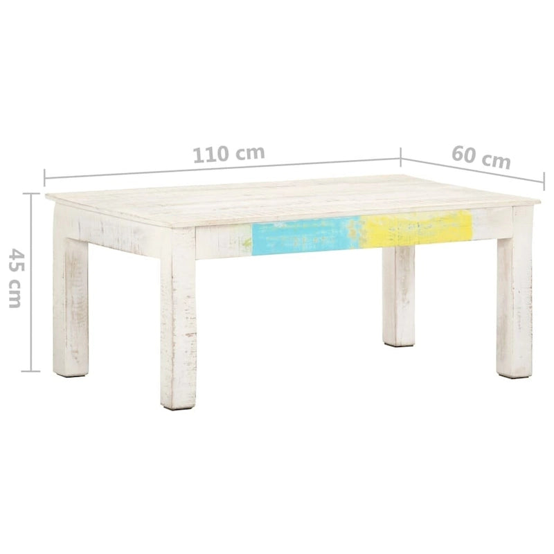 Coffee Table White 43.3x23.6x17.7 Solid Mango Wood