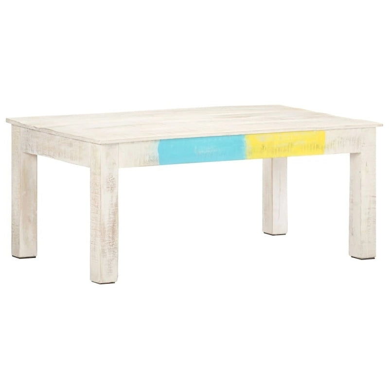 Coffee Table White 43.3x23.6x17.7 Solid Mango Wood