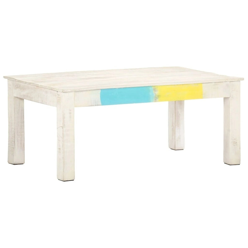 Coffee Table White 43.3x23.6x17.7 Solid Mango Wood
