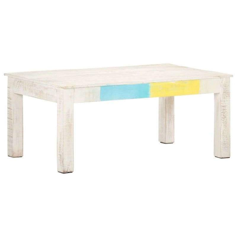 Coffee Table White 43.3x23.6x17.7 Solid Mango Wood