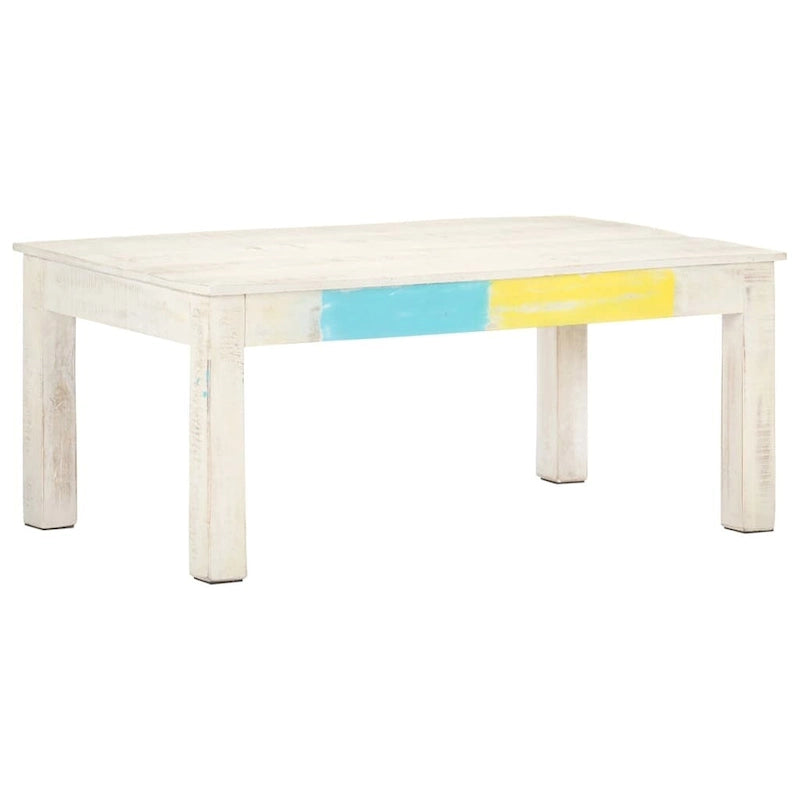 Coffee Table White 43.3x23.6x17.7 Solid Mango Wood